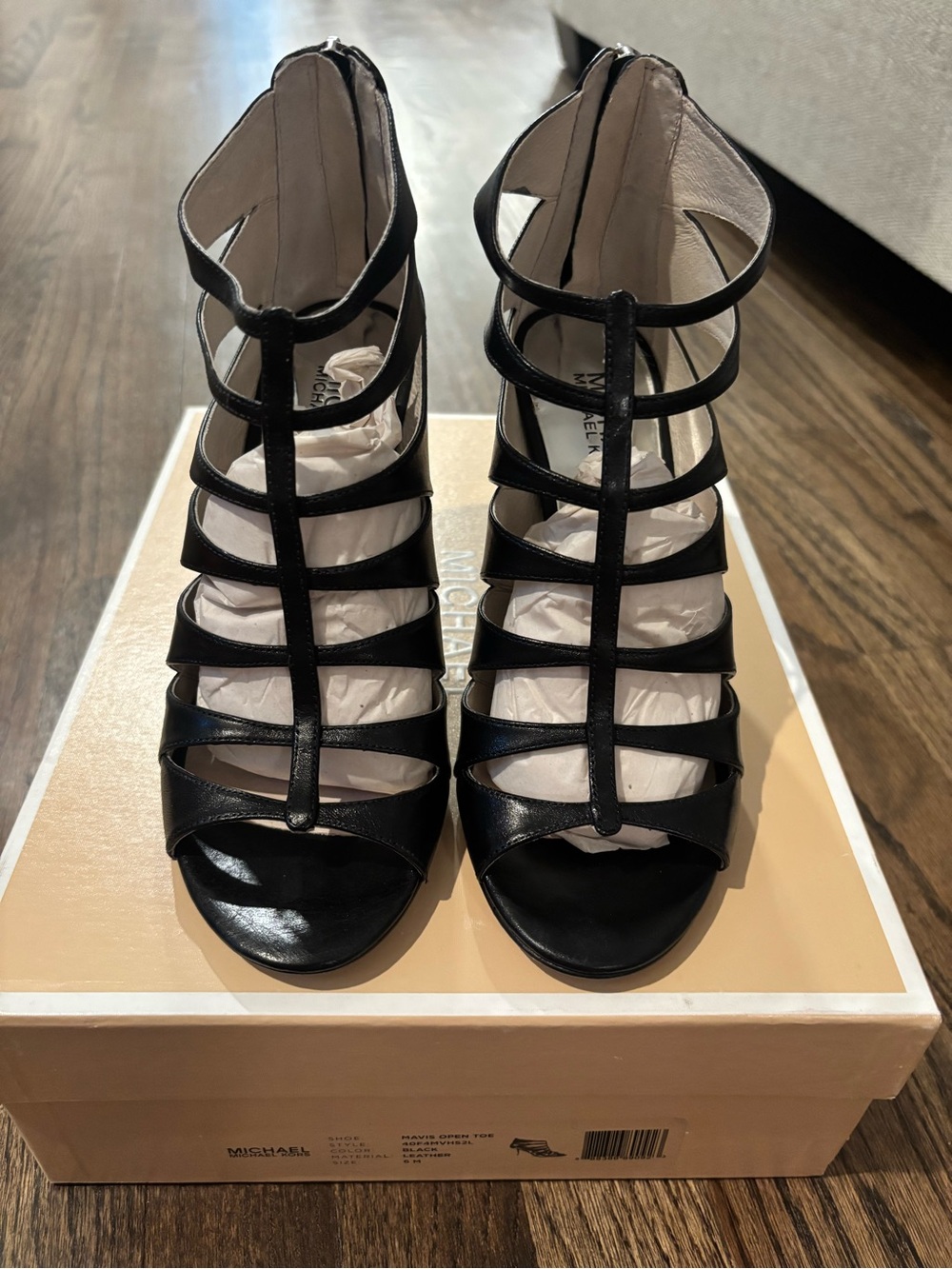 Michael Kors Black Strappy Cage Heels